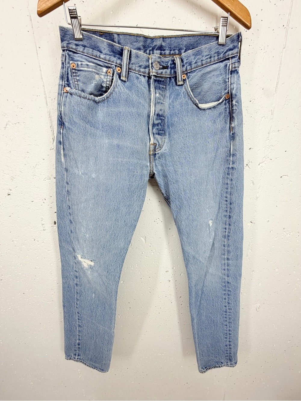 Levi’s 501 size 31 x 31.7 Distressed Button Fly Straight Leg Jeans